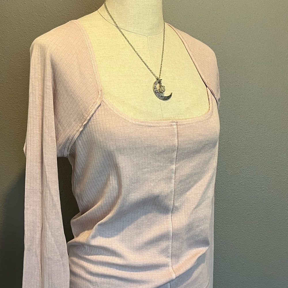 NWT Free People long-sleeved Lg top. “Intimately” Collection. Palest pink.